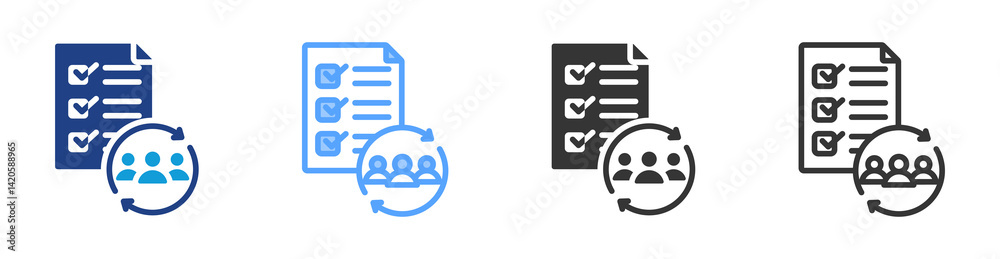 Poster plan icon set multiple style collection