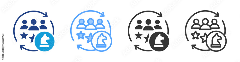 Aufkleber Strategy icon set multiple style collection