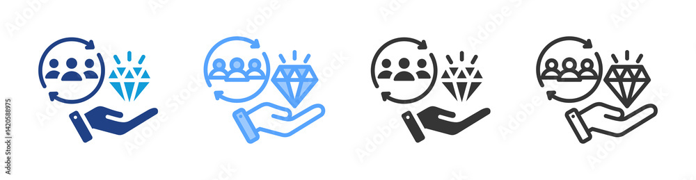 Poster Delivery Value icon set multiple style collection