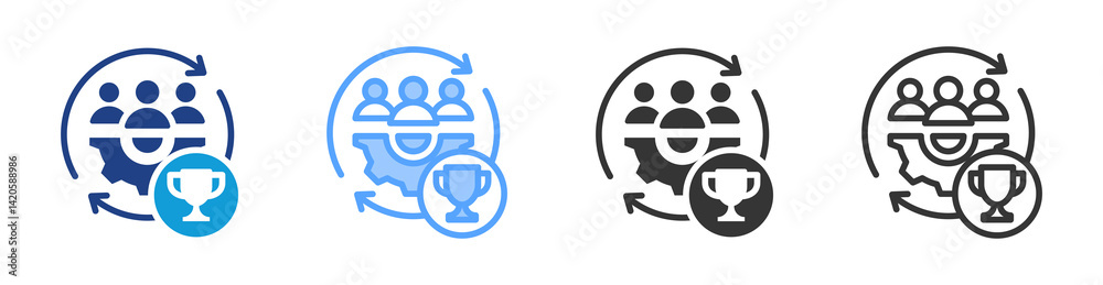 Poster Successful icon set multiple style collection