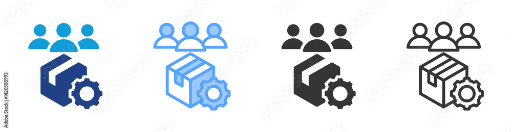 Poster product management icon set multiple style collection