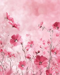 Pink Flowers on Soft Pink Background