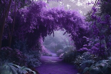Fototapeta premium Purple Foliage Archway and Garden Path