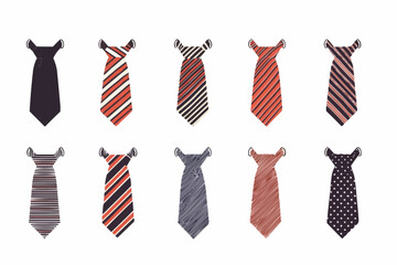 Set of colorful cartoon neckties in various patterns &ndash; vector clipart collection for Father&rsquo;s Day or fashion design