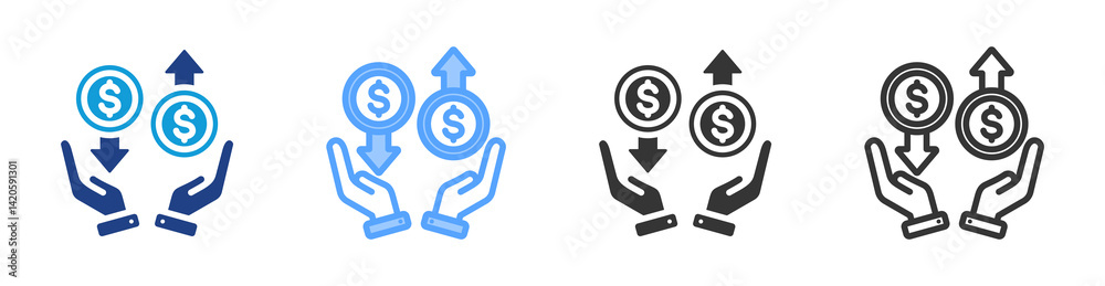 Poster credit union icon set multiple style collection