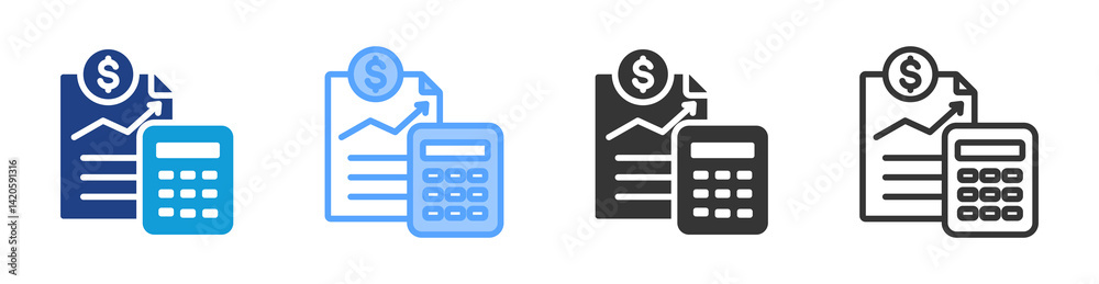 Poster accounting service icon set multiple style collection