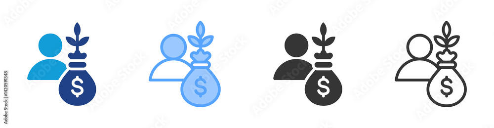 Poster investor icon set multiple style collection