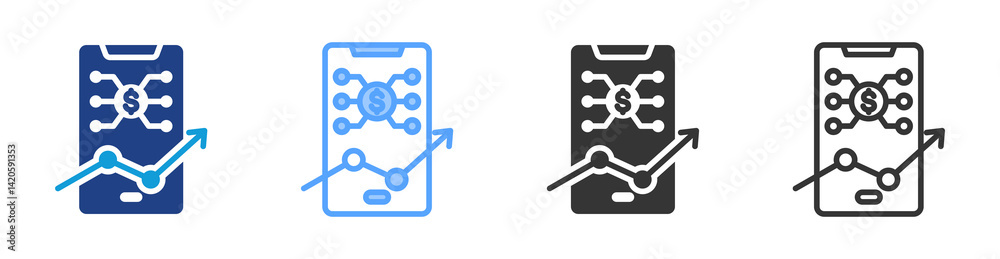 Poster fintech icon set multiple style collection