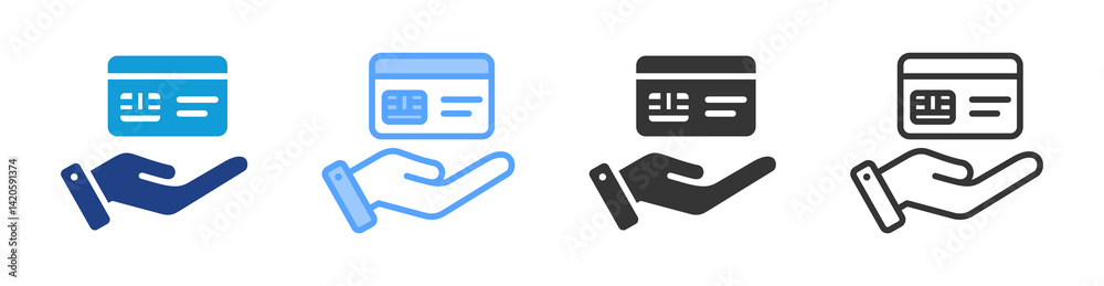 Poster Credit Card icon set multiple style collection
