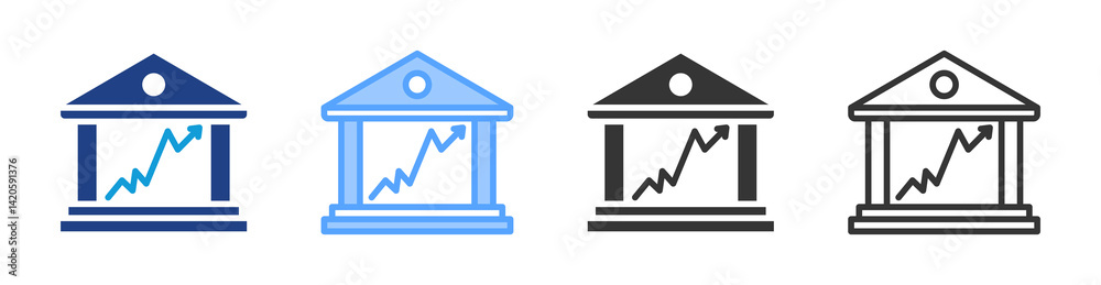 Poster Stock Exchange icon set multiple style collection