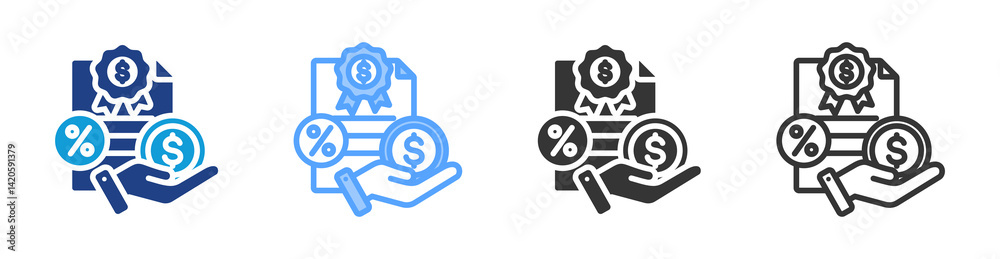 Poster Debt Instrument icon set multiple style collection