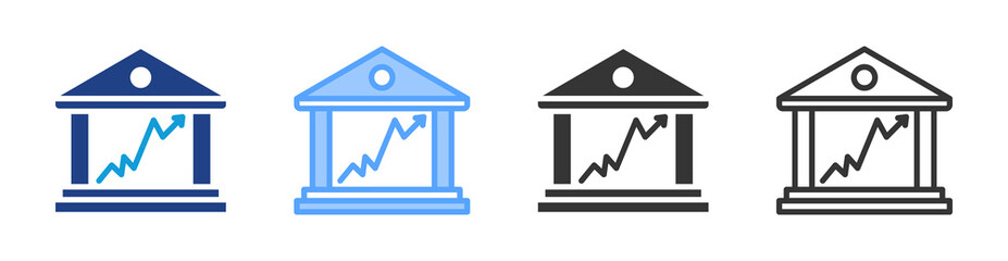 Stock Exchange icon set multiple style collection