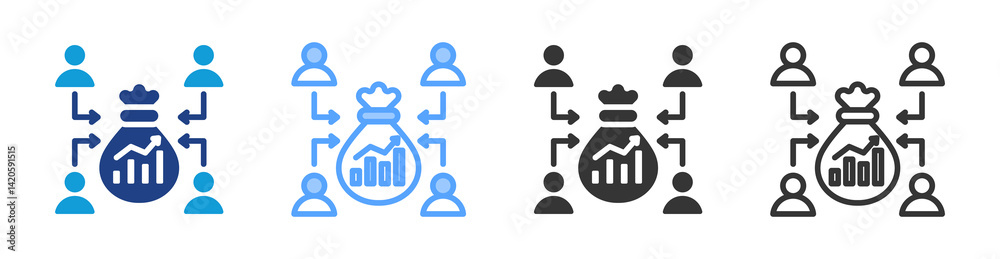 Poster crowdfunding icon set multiple style collection