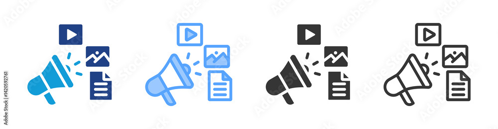 Poster content marketing icon set multiple style collection