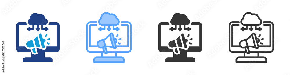 Aufkleber internet marketing icon set multiple style collection