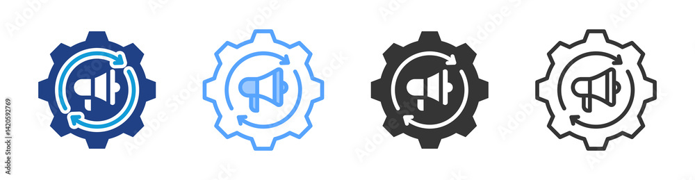 Poster Marketing Automation icon set multiple style collection