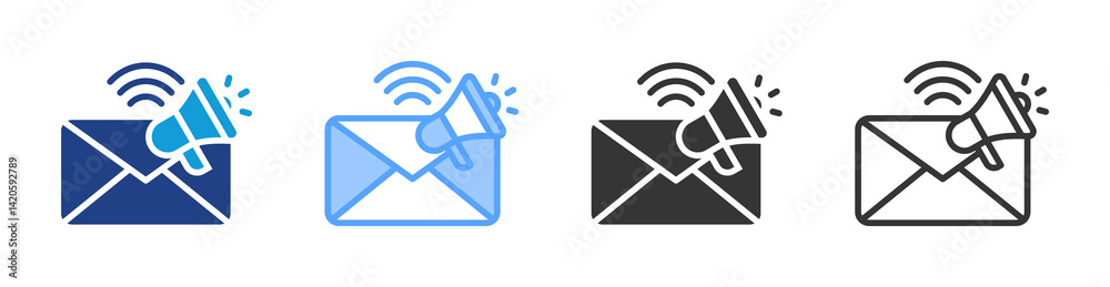 Poster Direct Marketing icon set multiple style collection