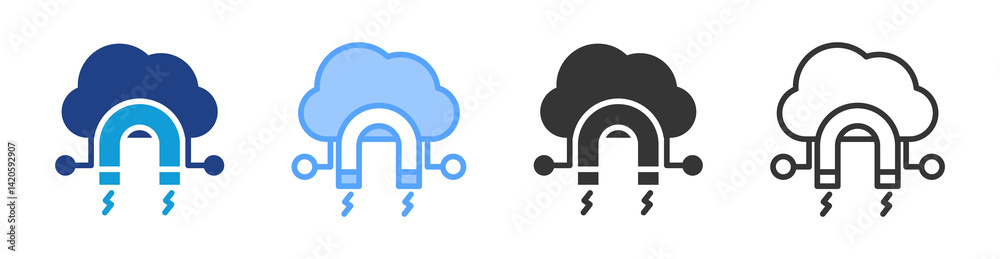 Poster inbound marketing icon set multiple style collection