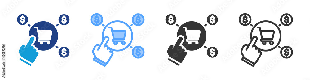 Poster Cost Per Acquisition icon set multiple style collection