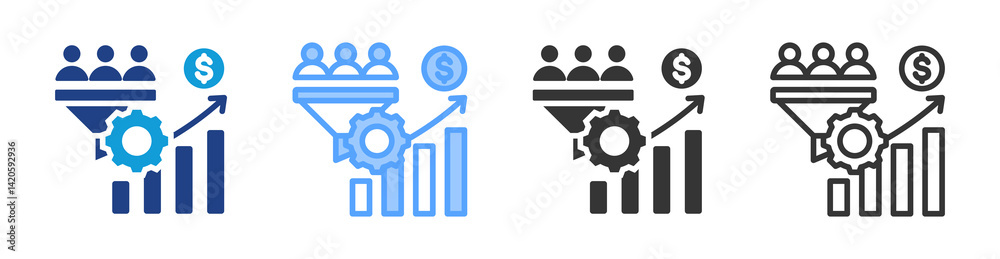 Poster Conversion Rate Optimization icon set multiple style collection