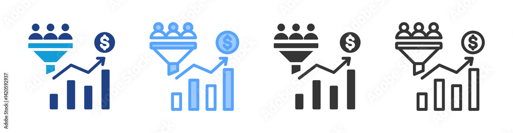 Poster Conversion Rate icon set multiple style collection