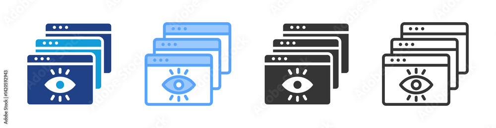 Poster Page Views icon set multiple style collection