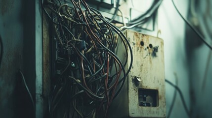 Electricity flowing through tangled wires in an old fuse box, chaotic yet vital