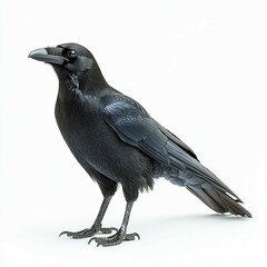 Obraz premium Majestic Raven: A Close-Up Portrait of a Black Bird in Elegant Pose