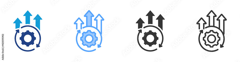 Aufkleber continuous improvement icon set multiple style collection