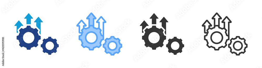 Poster process improvement icon set multiple style collection