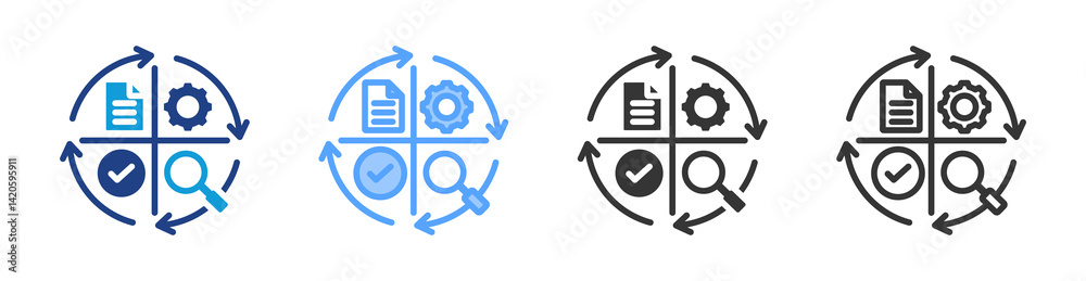 Poster pdca icon set multiple style collection
