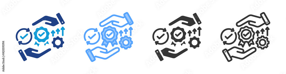 Poster TQM icon set multiple style collection