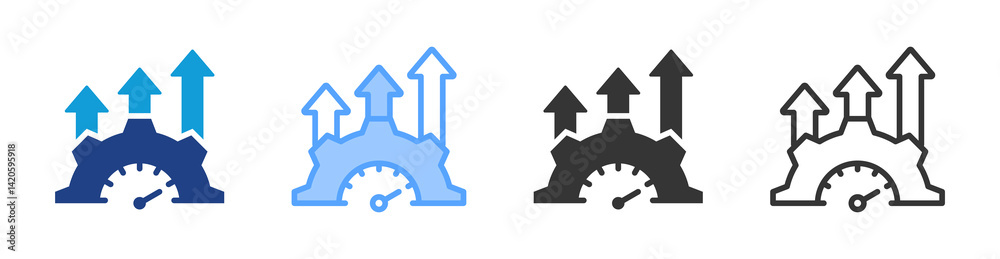 Poster Performance Improvement icon set multiple style collection