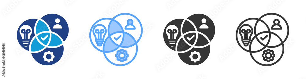Poster competence icon set multiple style collection