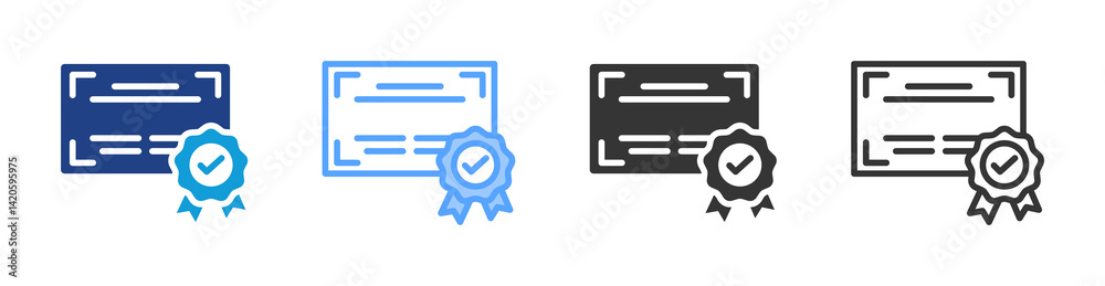 Poster Certification icon set multiple style collection