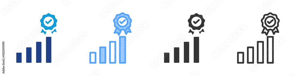 Poster success icon set multiple style collection