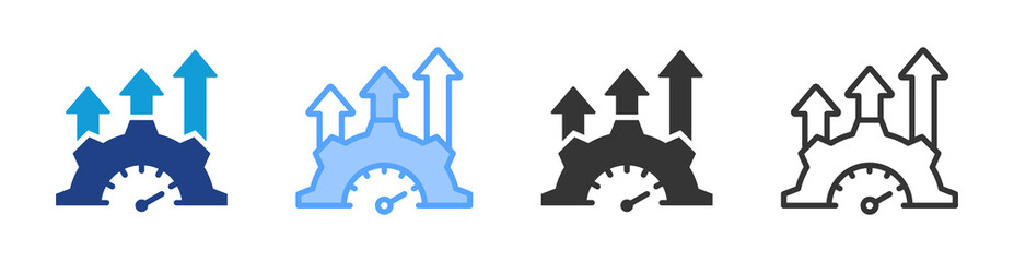 Performance Improvement icon set multiple style collection