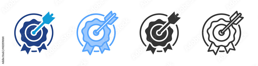 Poster Quality Objective icon set multiple style collection
