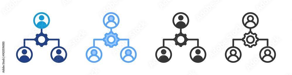 Poster organization icon set multiple style collection