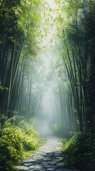 Obraz premium Realistic and tranquil bamboo forest with