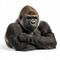 Fototapeta premium Majestic Silverback Gorilla: A Close-Up Portrait of a Powerful Ape