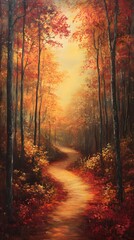 Obraz premium Realistic and vibrant autumn forest with