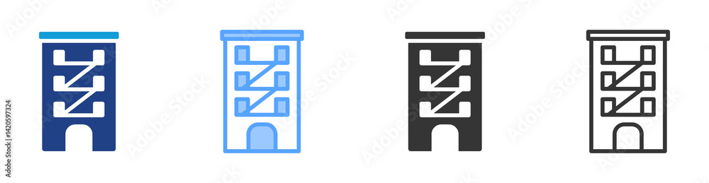 Poster tenement icon set multiple style collection