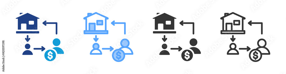 Poster broker icon set multiple style collection