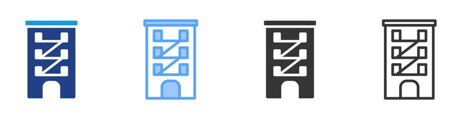 Tenement icon set multiple style collection