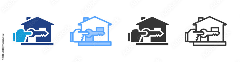 Poster home ownership icon set multiple style collection