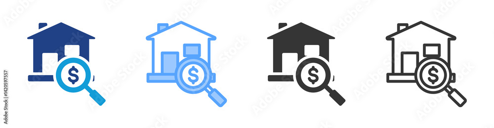 Poster appraisal icon set multiple style collection