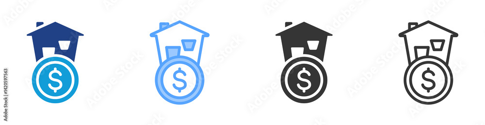 Poster price icon set multiple style collection