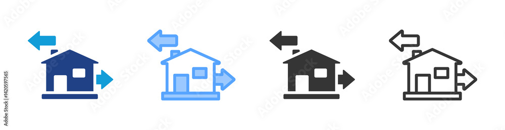 Poster rental property icon set multiple style collection