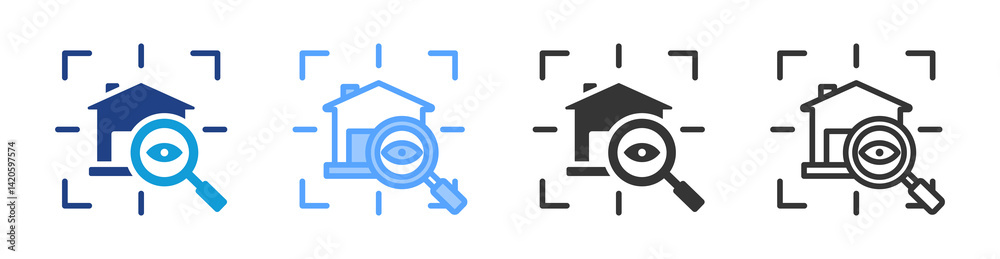 Poster home inspection icon set multiple style collection